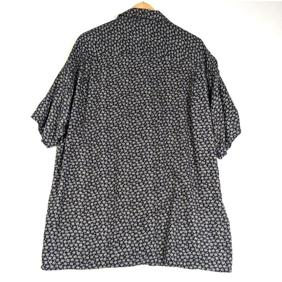 Geoffrey Beene Rayon Shirt L Black Geometric Print Short Sleeve Relaxed Fit - Picture 2 of 7